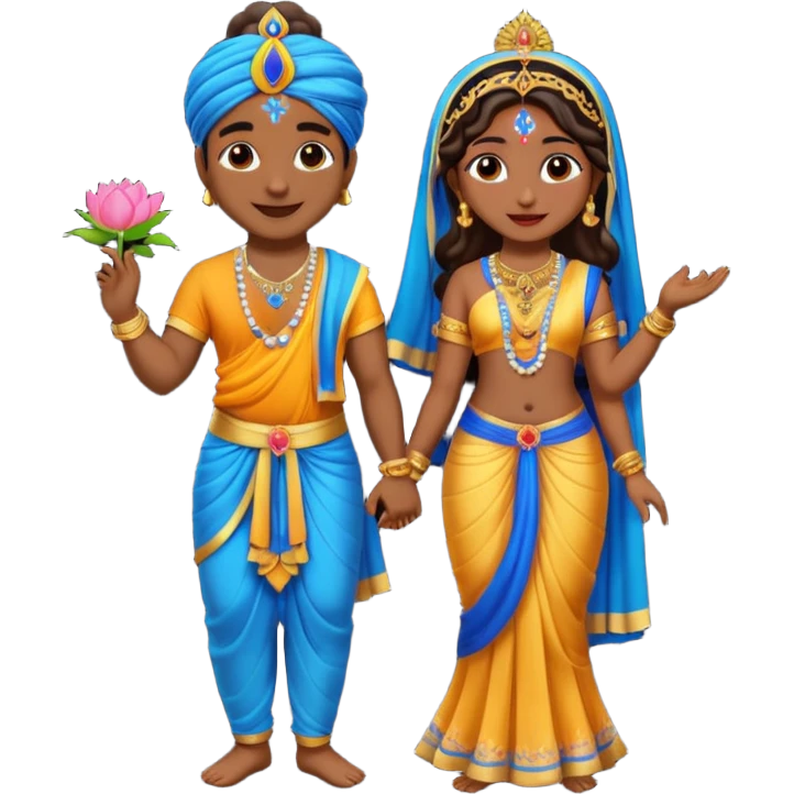 Krishna and Radha cute standing together  emoji