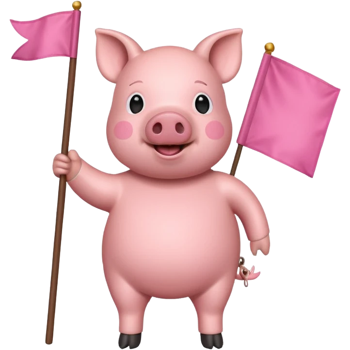 Pig holding a flag emoji