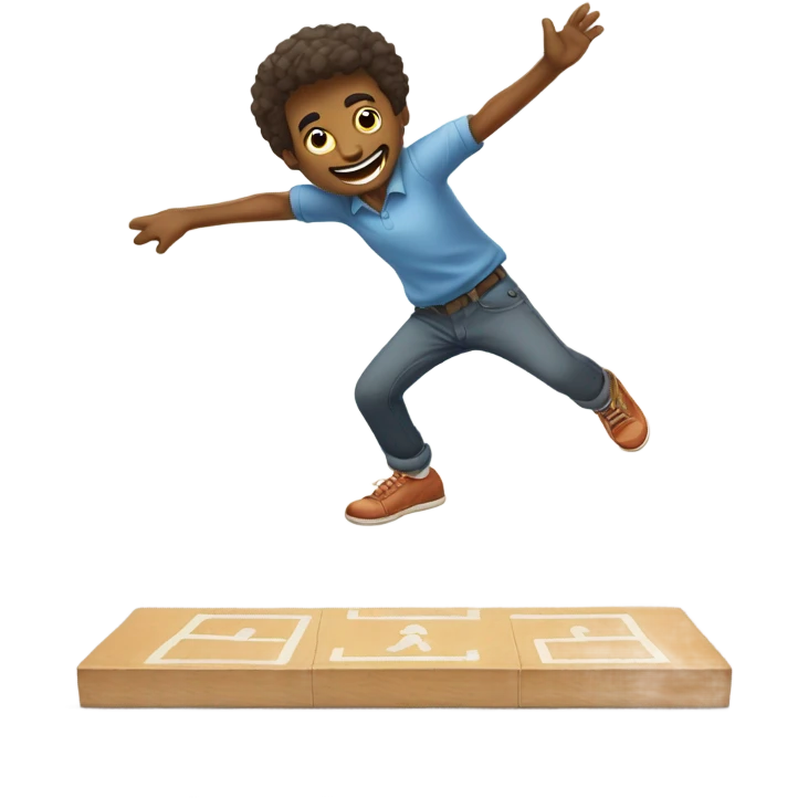 a man playing hopscotch emoji