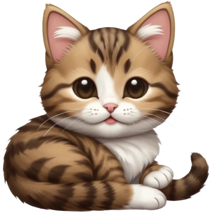 dark brown tabby and white kitten in funny positions upside down with eyes closed emoji