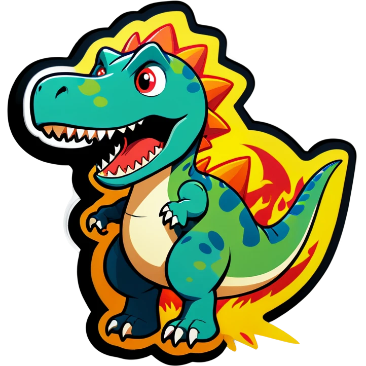 dinosaur with fire emoji