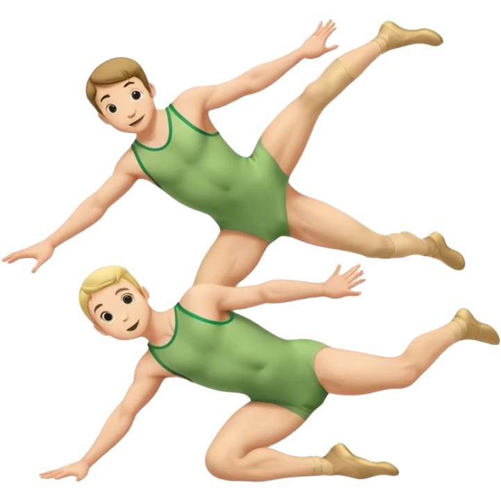 Two men playing leap frog in skin colored leotards emoji