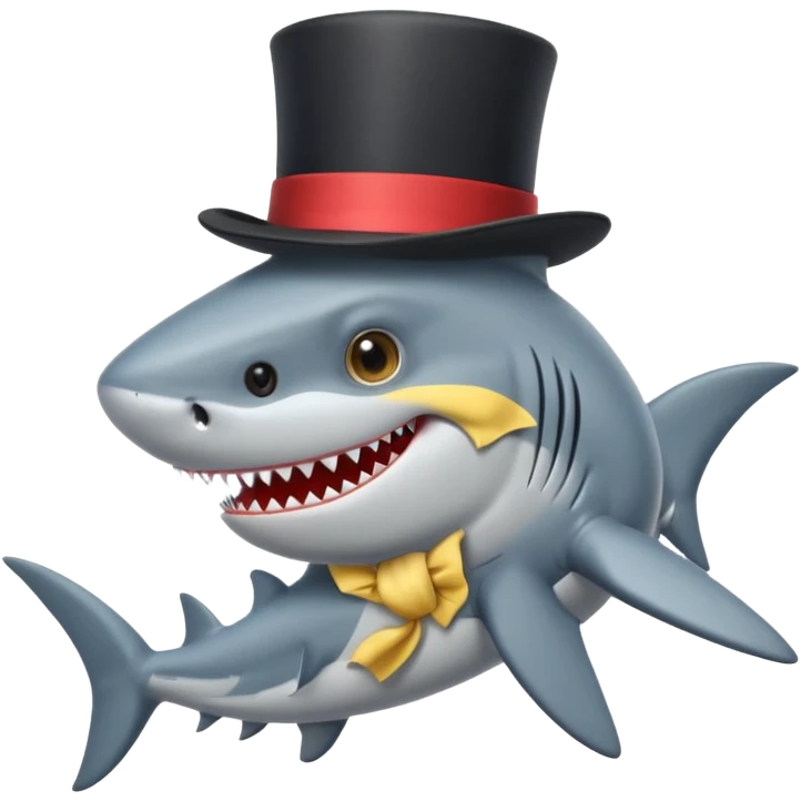 Shark with a top hat emoji