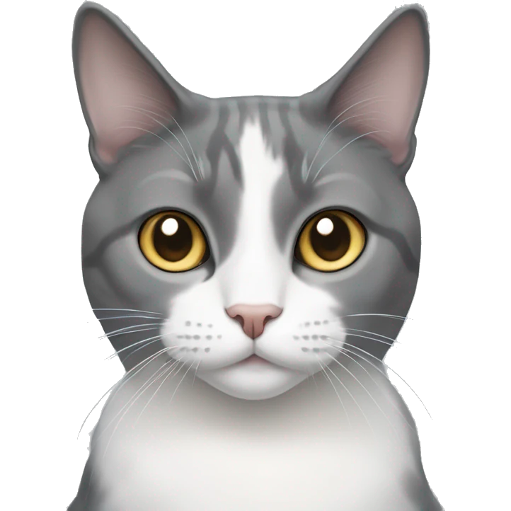 grey and white tuxedo cat with hazel eyes emoji