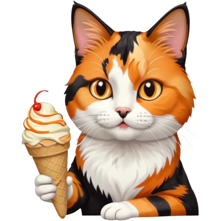 Cat with a ice cream and waching an Ipad emoji