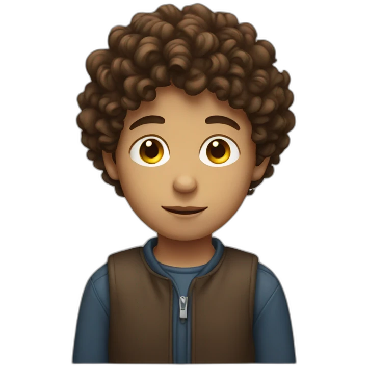 boy with brown curly hair thinking emoji