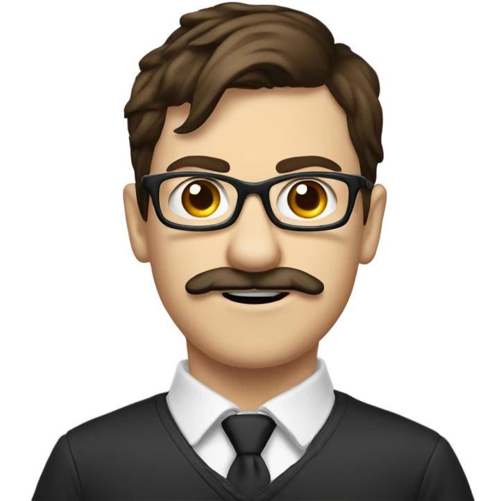 nerd teen  brown hair and moustache hacker computer , monobrow  emoji
