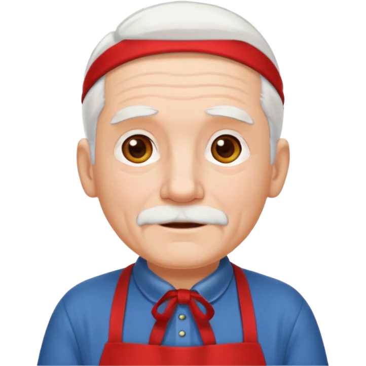 ai aik old man with white hair wearing red appron emoji