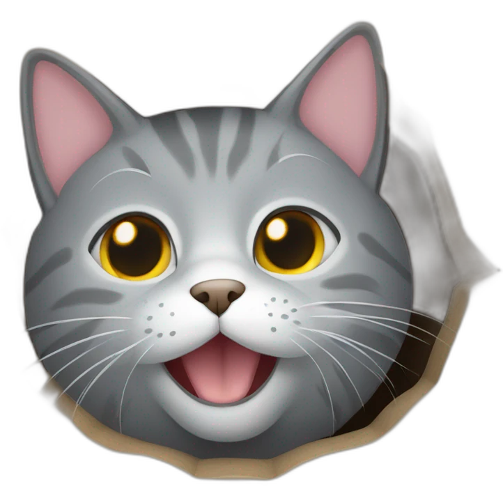 cute gray cat smiling and peaking in hole emoji