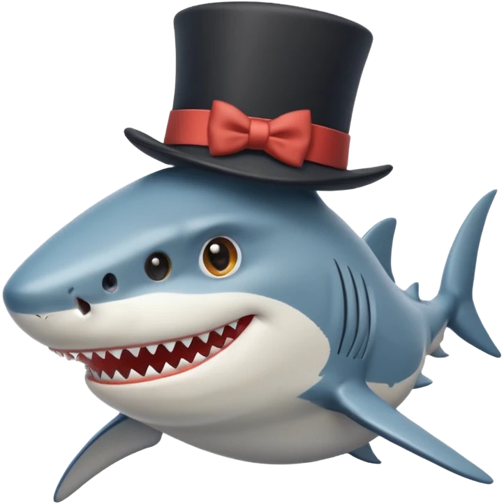 shark with a top hat, smiling emoji