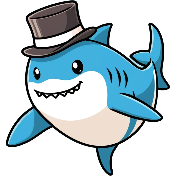 Shark with a top hat emoji