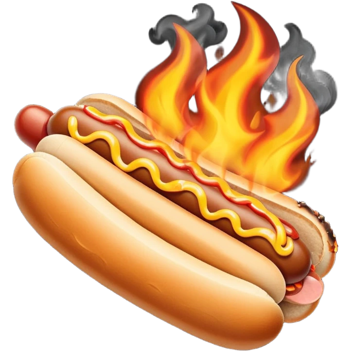 Hand Holding a Flaming Hotdog emoji