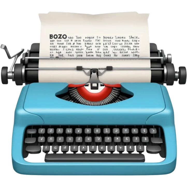Typewriter typing on paper that says bozo emoji