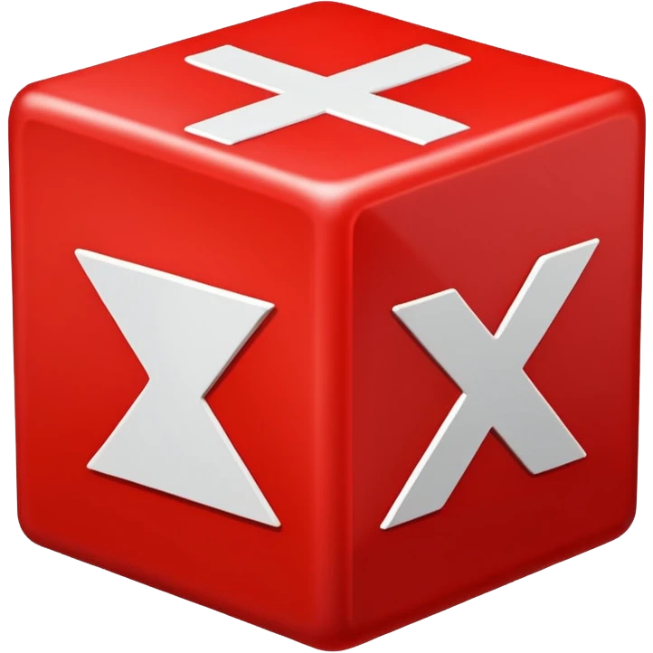 2D thick glowing red square box with centered X mark emoji