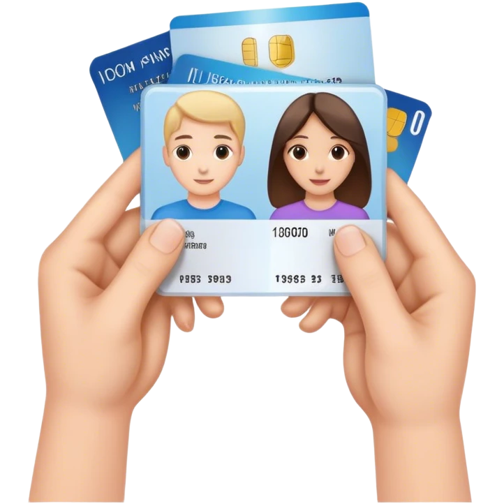 two hands holding one id card emoji