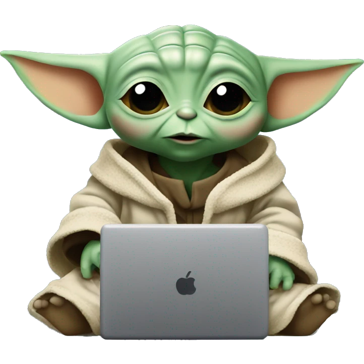 A cute Baby Yoda from Star Wars with a laptop emoji