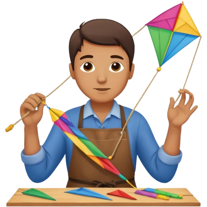 Kite Maker, making a kite pose. emoji