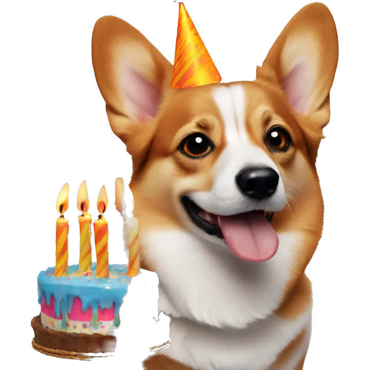 birthday dog corgi blowing candles  emoji