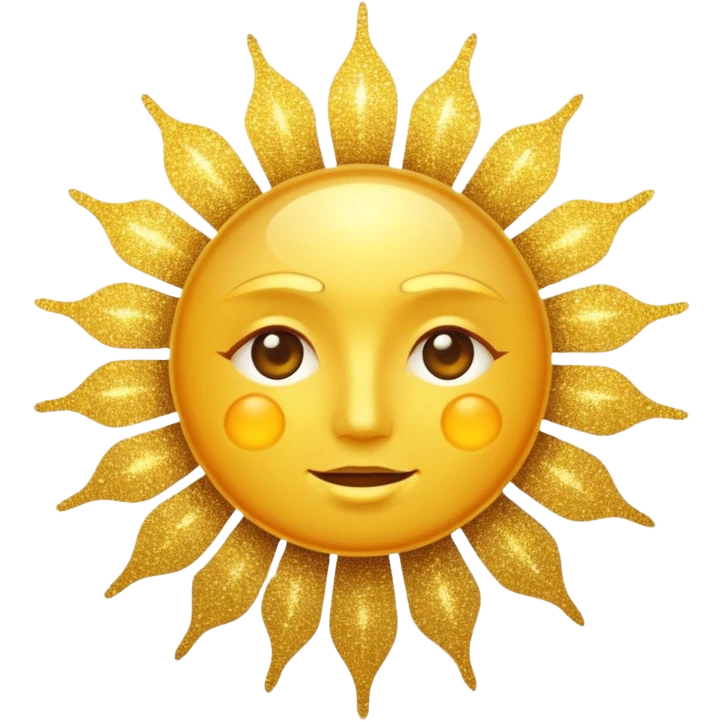 sun in 2d golden glitter in colour without face emoji