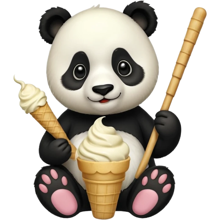 Panda eating ice cream emoji