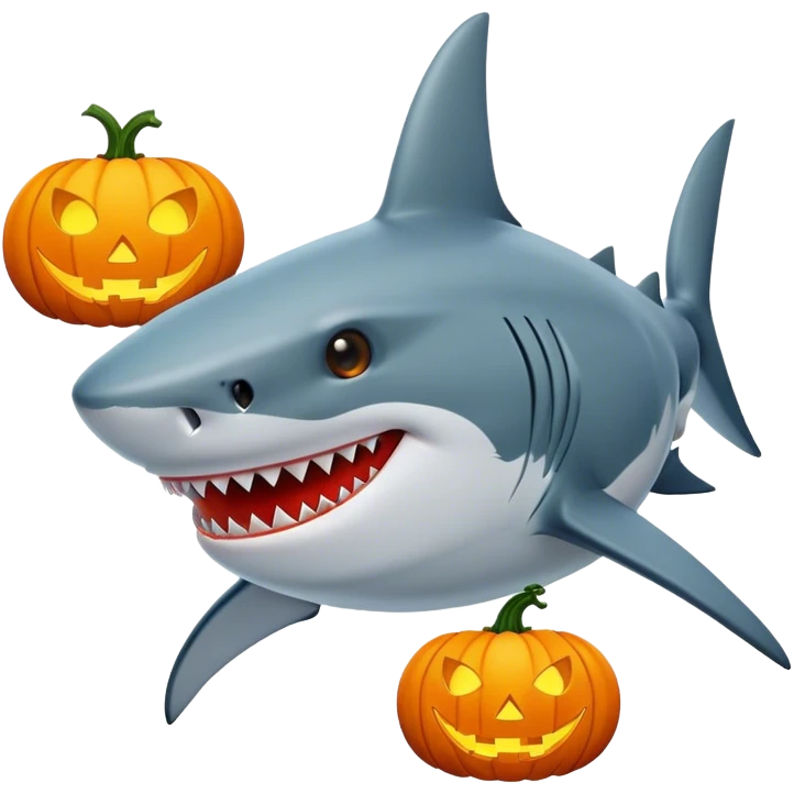 Shark with jack-o-lantern head emoji