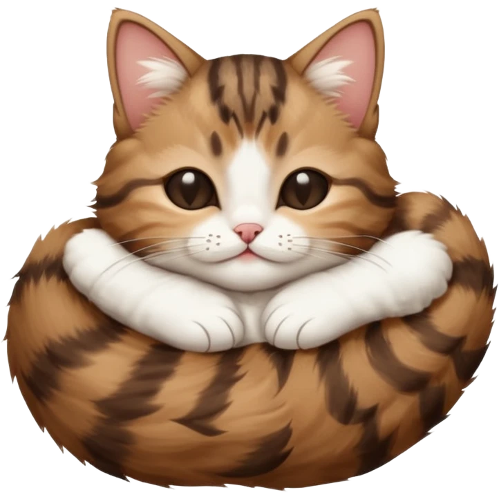 dark brown tabby and white small cat in funny positions upside down with eyes closed emoji