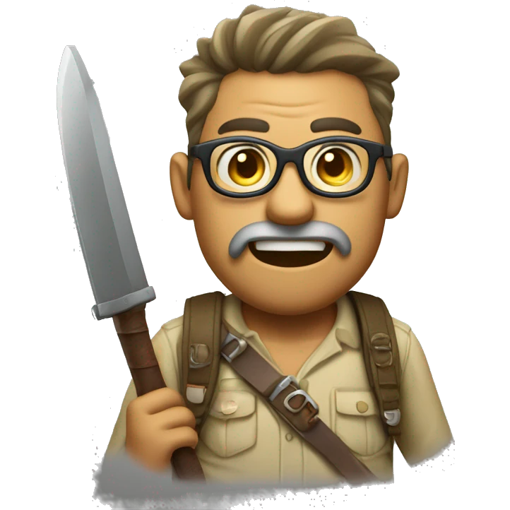 explorer with glasses, aggressive machete  emoji