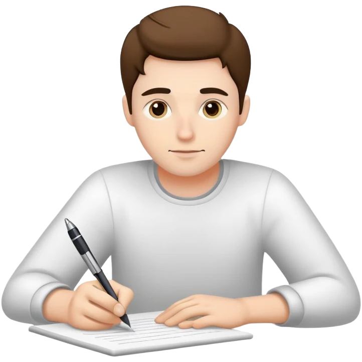 man writing with pen and paper emoji