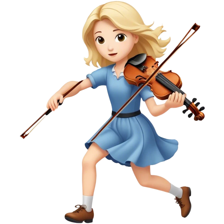 Ragazza che corre e suona il violino  emoji