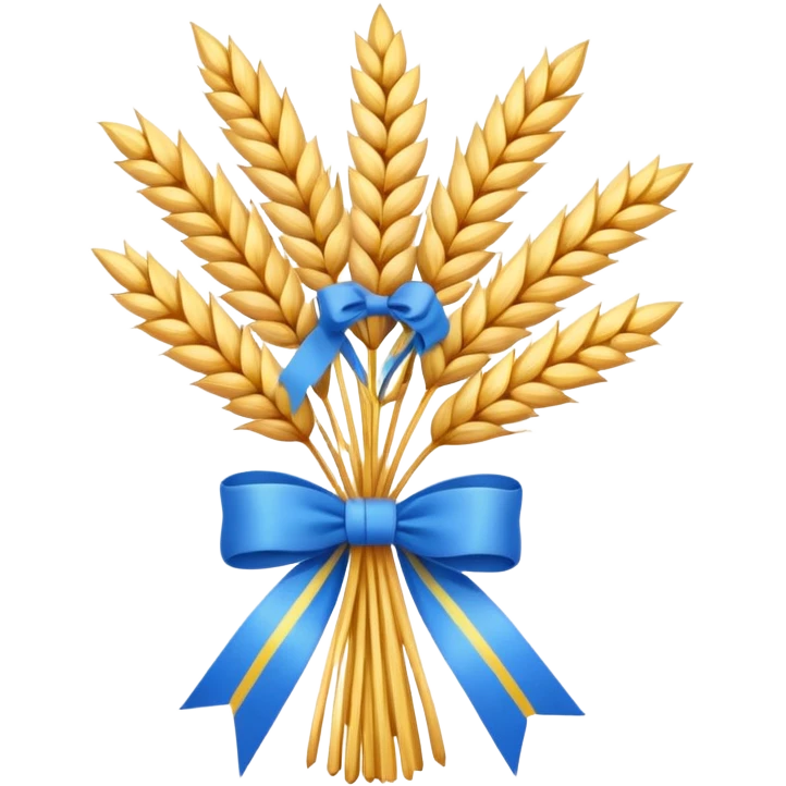 Emoji of a wheat sheaf tied with a ribbon, Ukrainian Christmas symbol, flat emoji style emoji