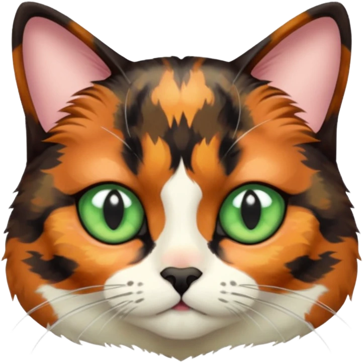 dark tortoiseshell cat pastel green eyes emoji