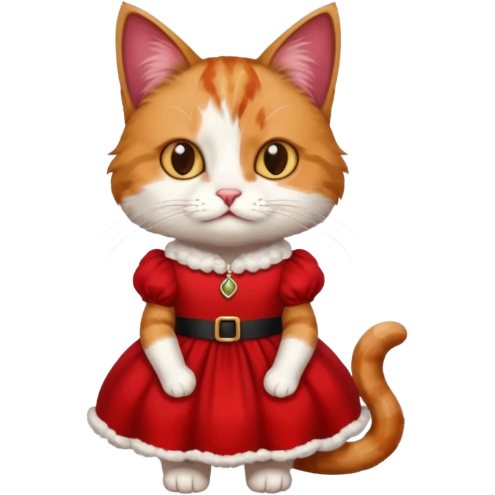 cat wearing a red dress emoji