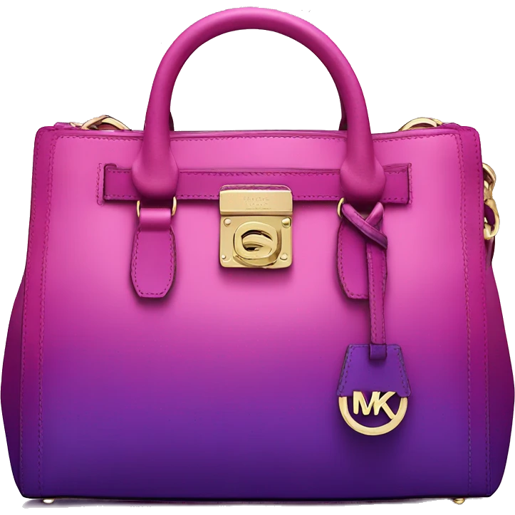 Realistic isolated magenta to purple ombre Michael kors satchel purse.  emoji