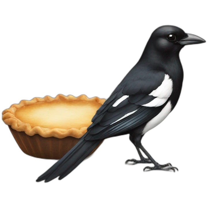 magpie standing on a pie emoji