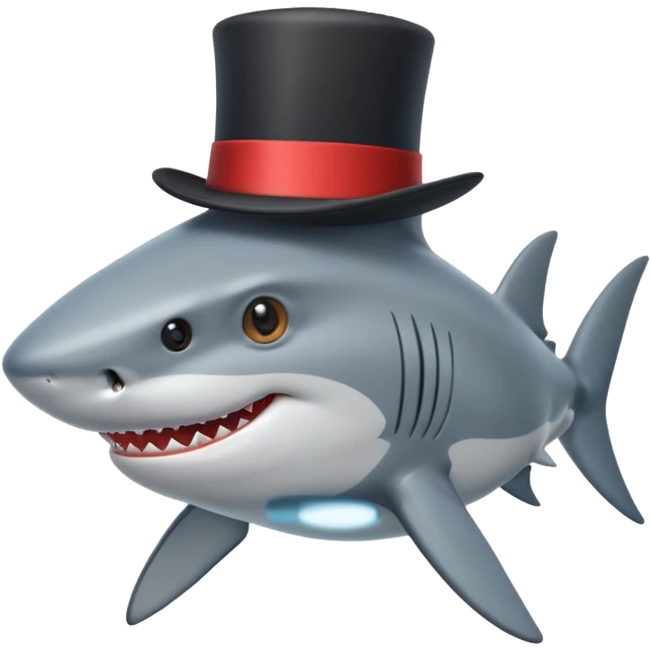 Shark with a top hat emoji