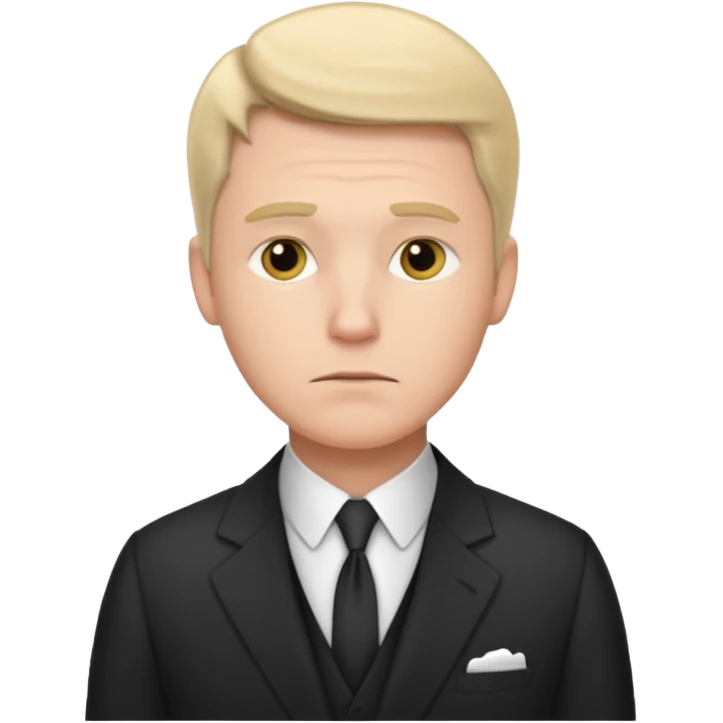 white man in formal suit in thought emoji
