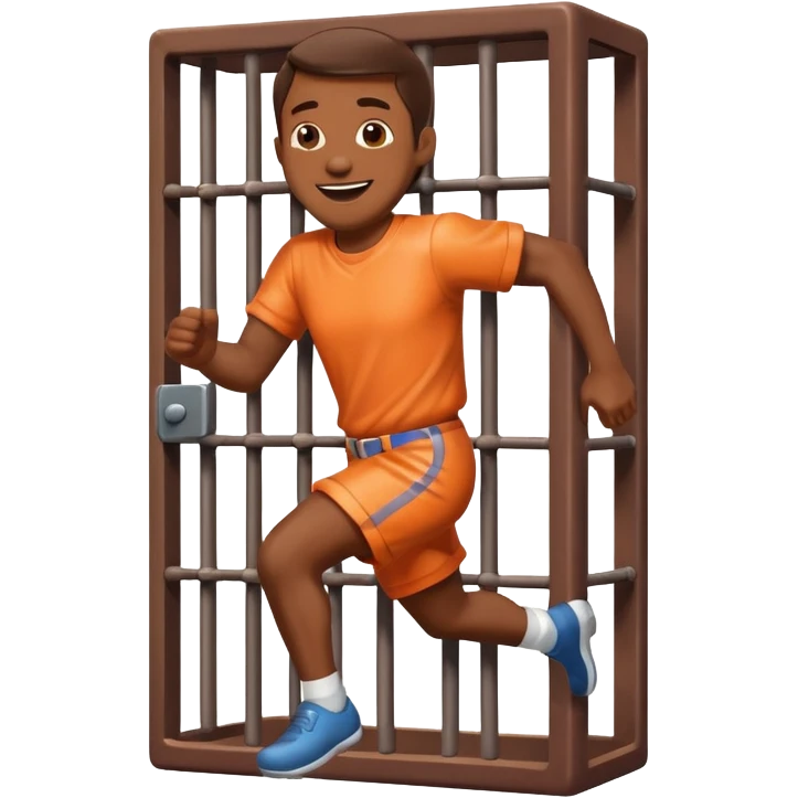 guy made of of sweet candy running out of a prison cell emoji