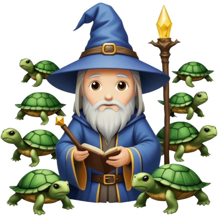 wizard surrounded by turtles emoji