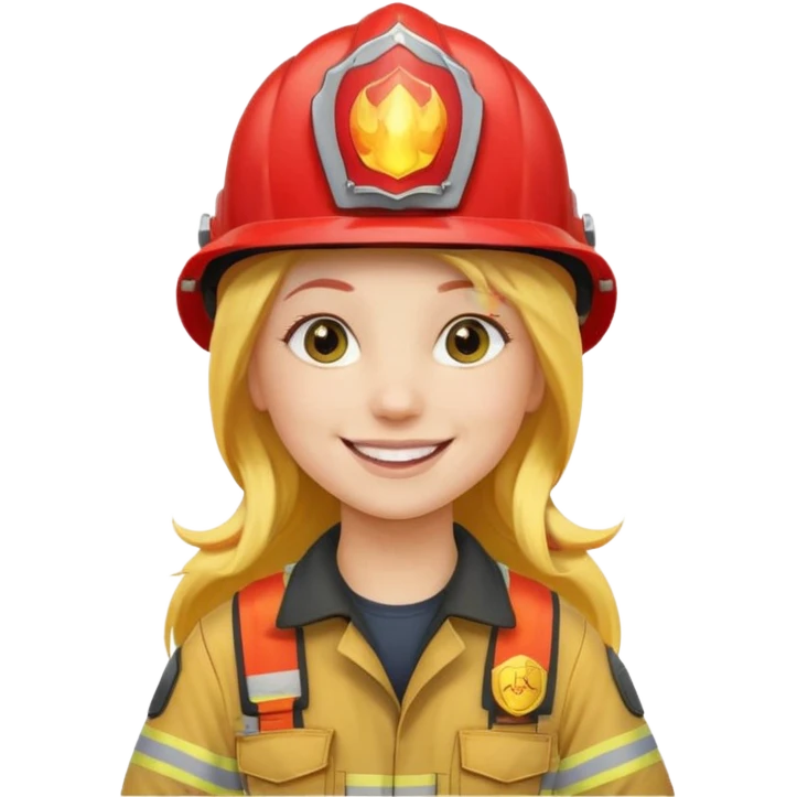 girl fireman with long yellow hair emoji