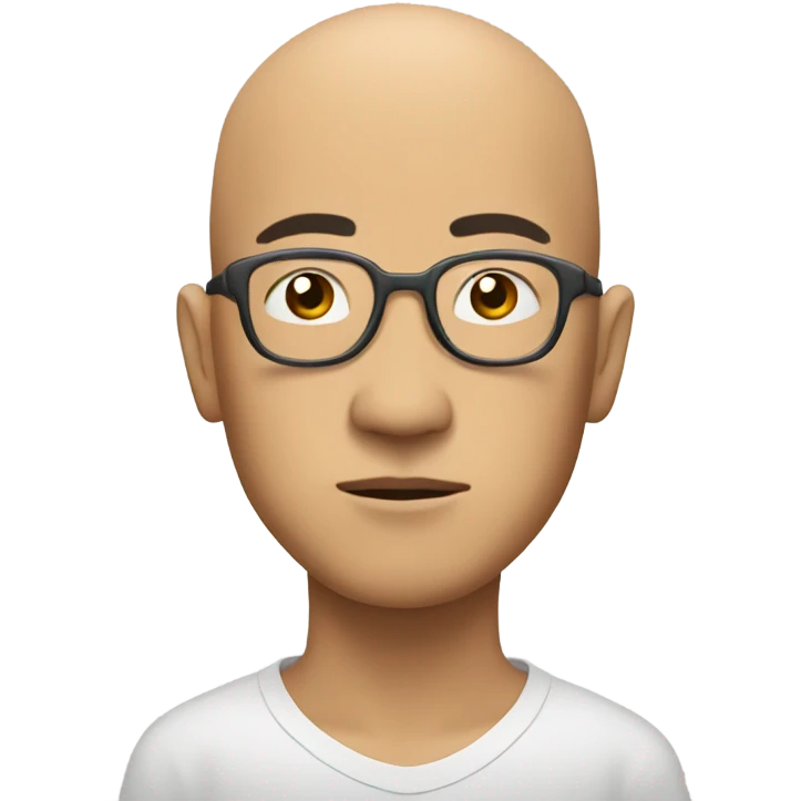  a bald Asian man deep in thought emoji