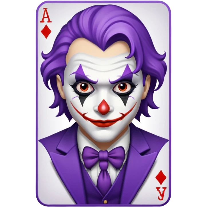 Glitter Purple and White Joker Gangster Card emoji