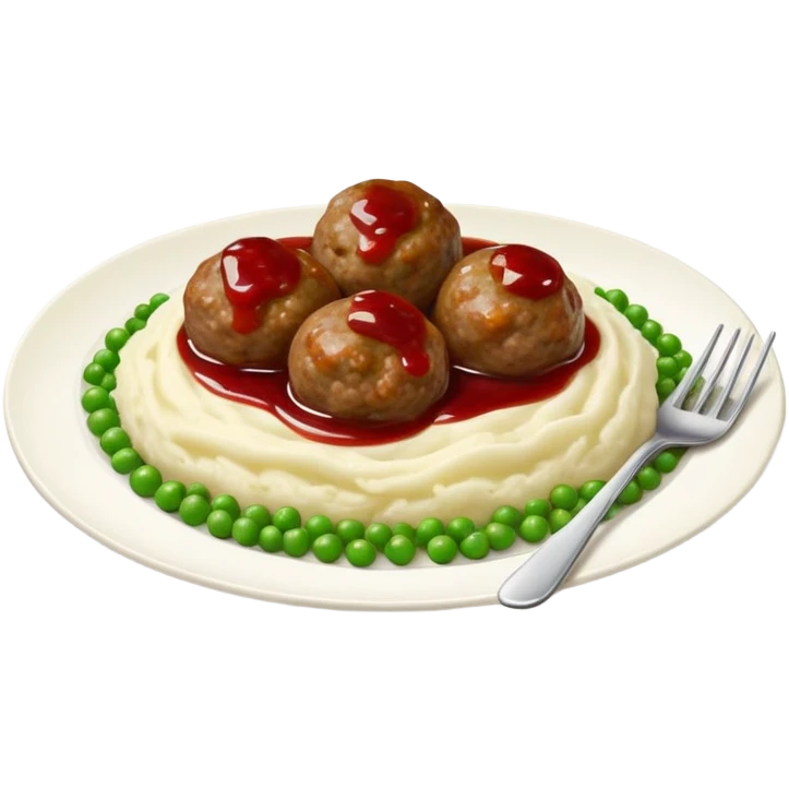 swedish ikea meatballs with mashed potatoes peas and jam emoji