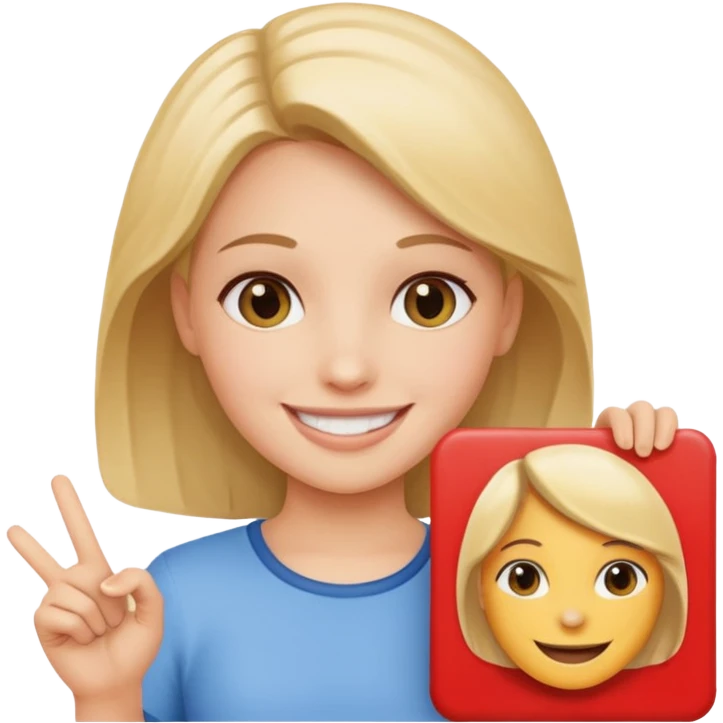 A girl holding a sign saying good girl emoji