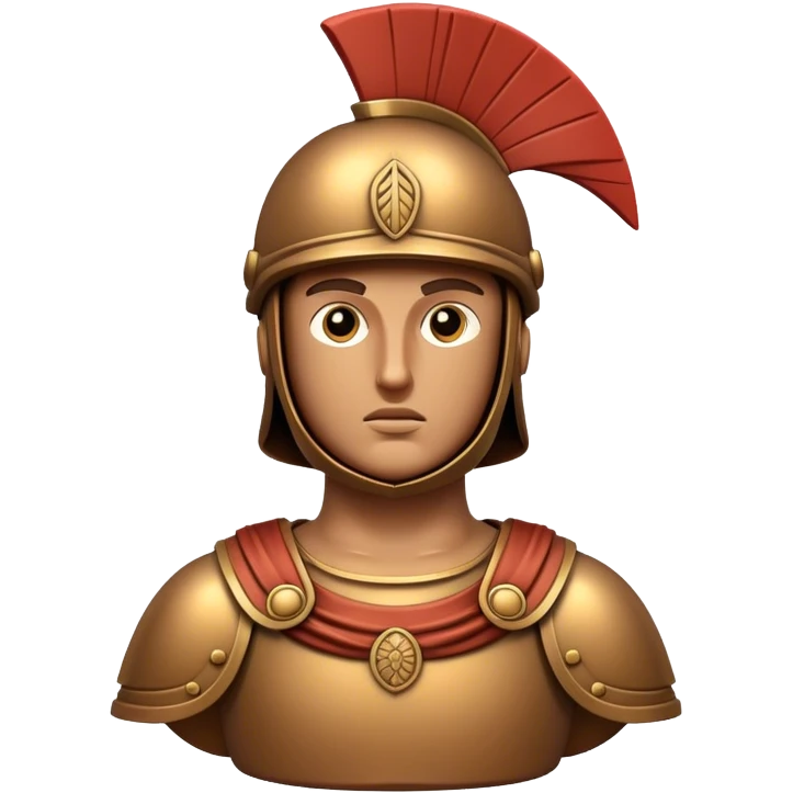 Botero Bronze Roman Soldier Landmark Emoji – Showcasing a stylized, rounded bronze Roman soldier sculpture. emoji
