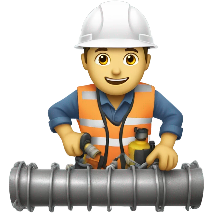 Drainage engineer unblocking a drain emoji