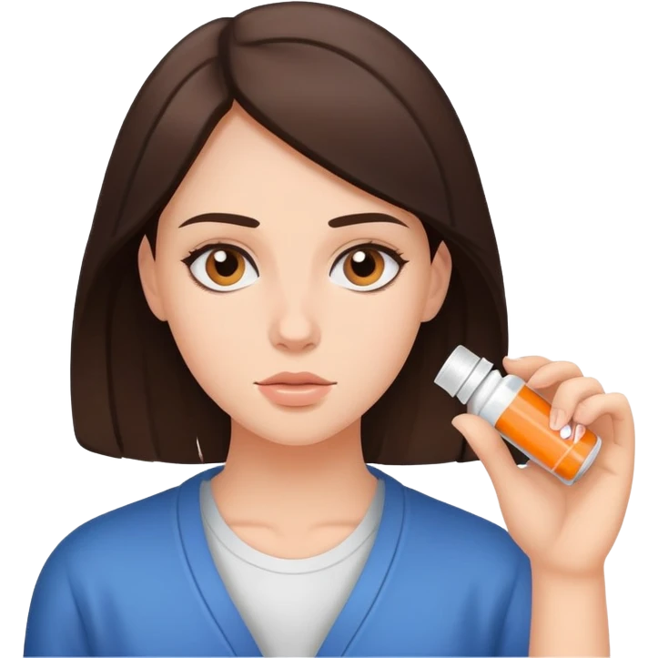 Young brunette taking Adderall emoji