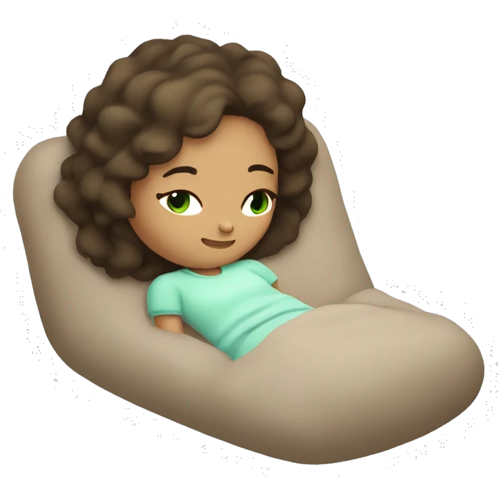 oatmeal skin girl brunette with green eyes sleeping emoji