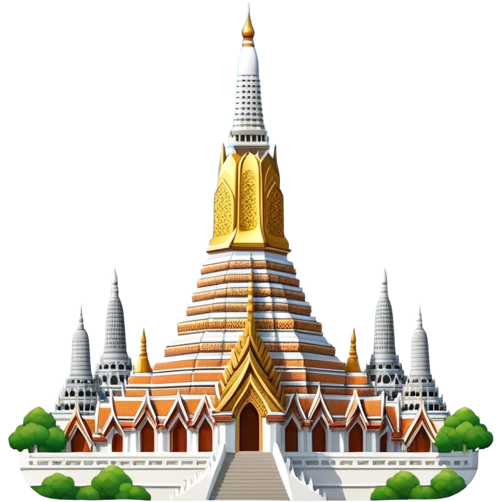 Cinematic Realistic Wat Arun Landmark Emoji, depicting the towering temple spires adorned with intricate porcelain mosaics emoji
