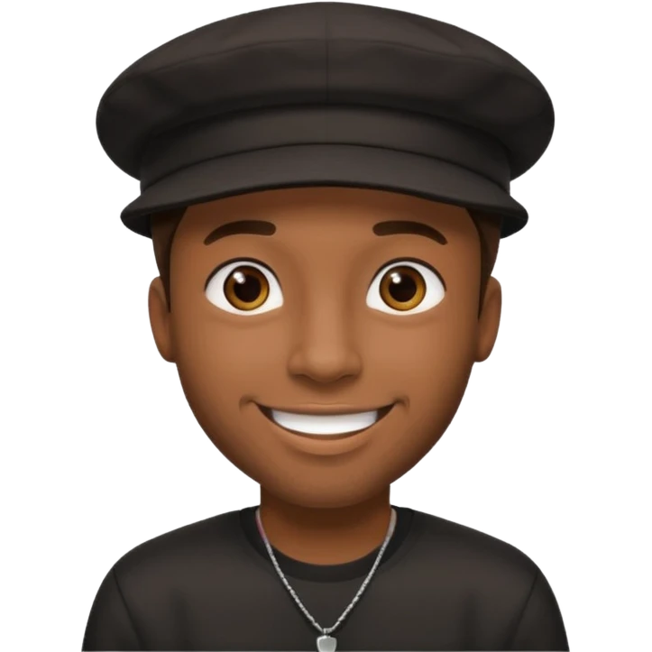 black guy wearing black backwards hat emoji