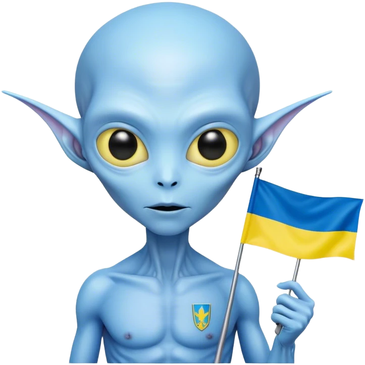 alien with Ukraine flag emoji